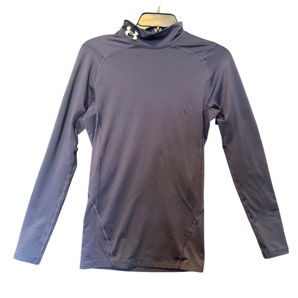 Under Armour ColdGear Mens Medium Compression Mock Neck Long Sleeve‎ Shirt Navy